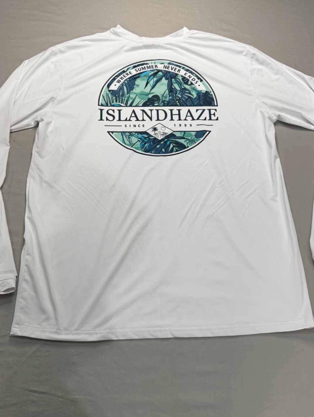 Island Haze Men’s L White Long Sleeve Fishing Performance Shirt UPF